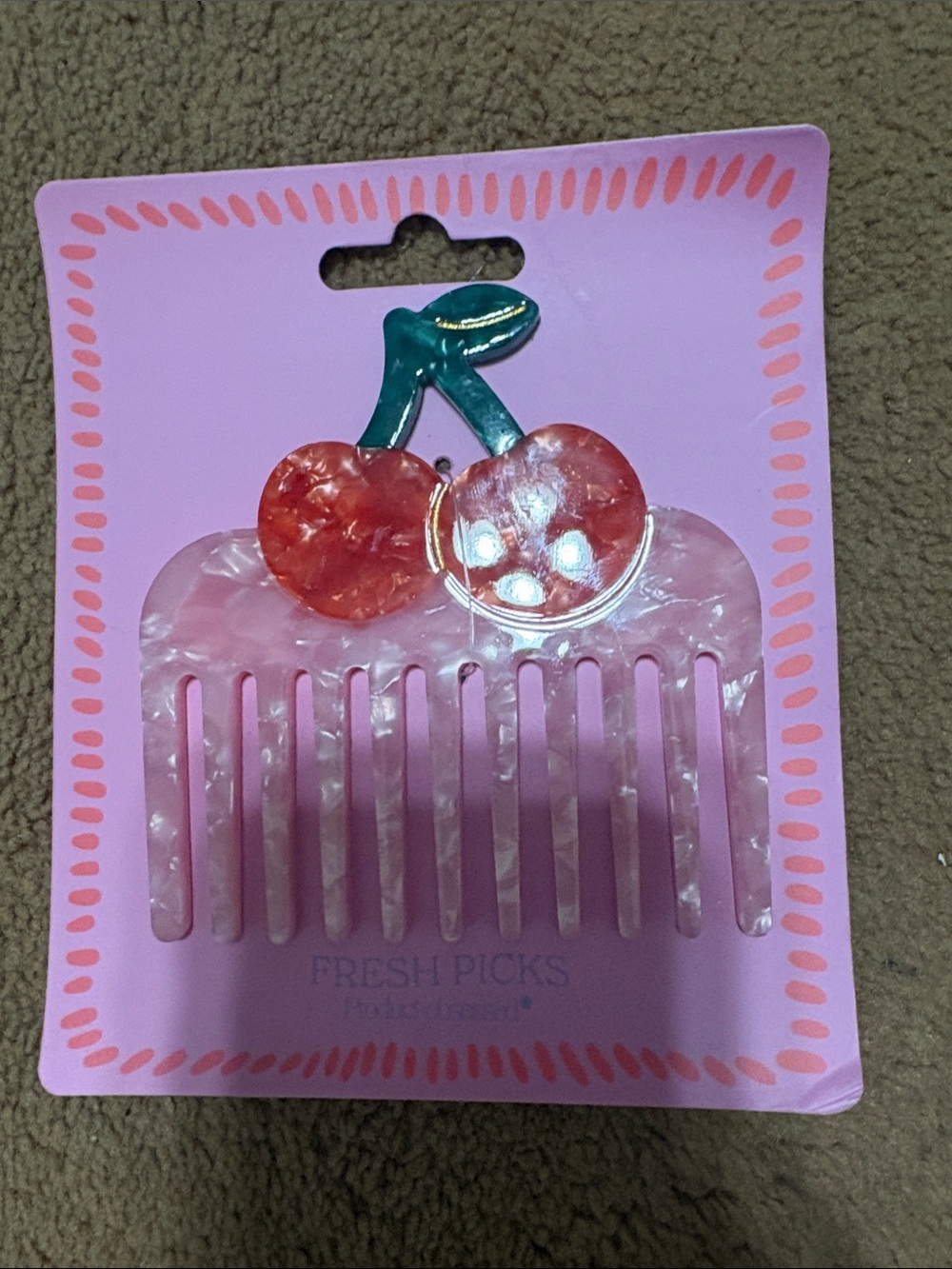 Pink Pearl Cherry Hair comb by Fresh Picks